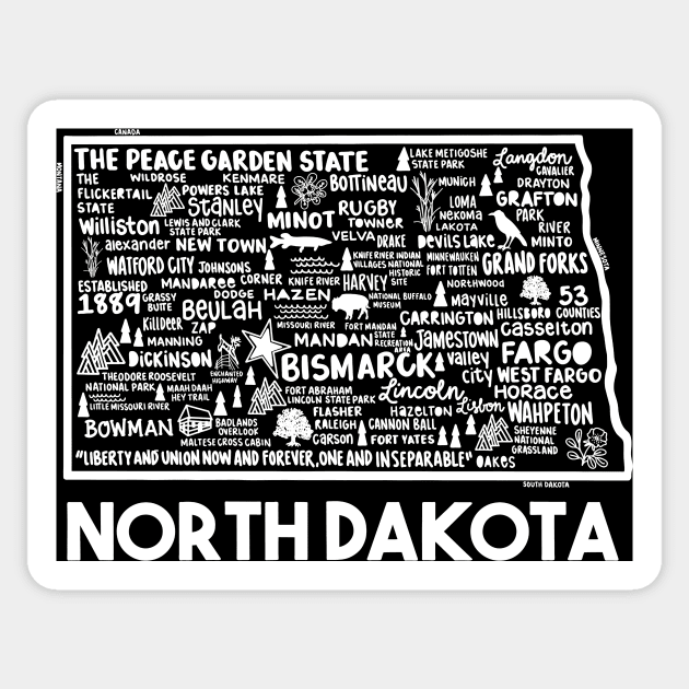 North Dakota Map Sticker by fiberandgloss